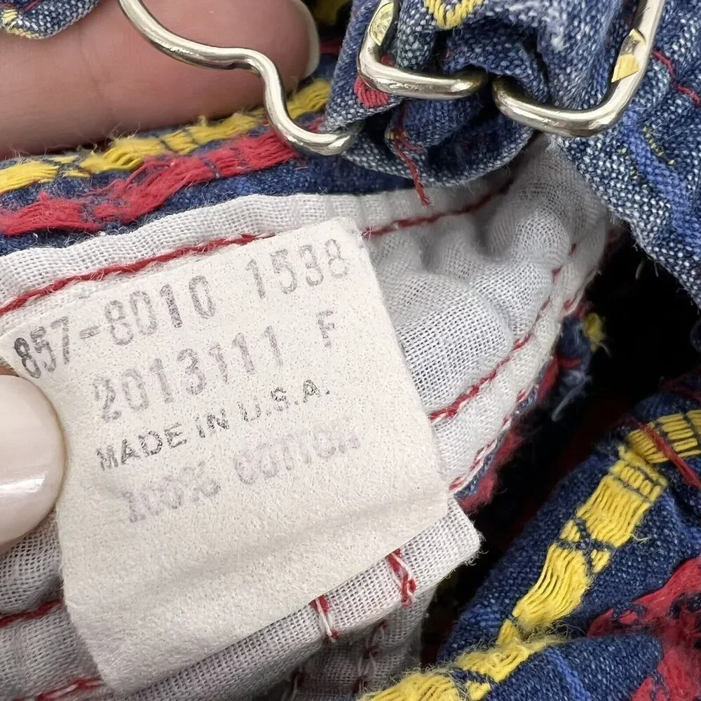 Vtg 80s Oshkosh Vestbak 3/6 Months Blue Denim XO Embroidered Cotton Overalls USA
